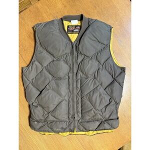 Vintage Walls Blizzard Pruf Down Vest USA Made Brown Yellow Quilted Mens L